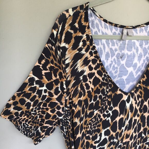 ASOS DESIGN Dress Womens 12 Brown Animal Print Maxi V Neck Short Sleeve Mob Wife - Picture 8 of 12